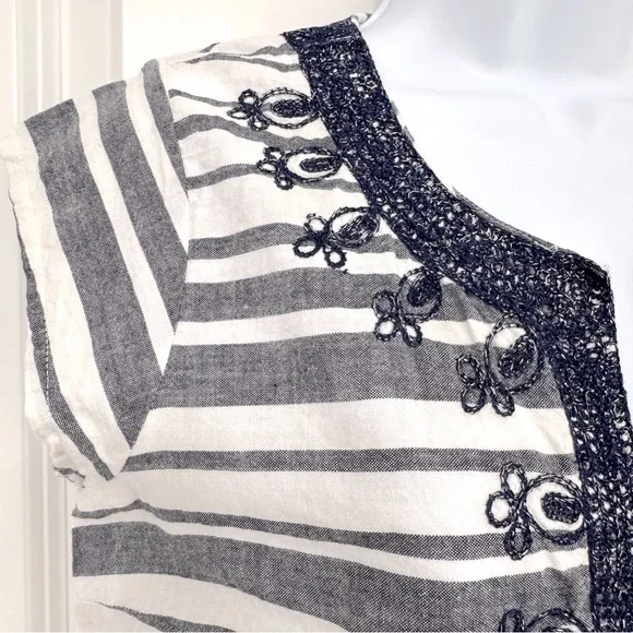 Calypso St. Barth Ro Striped Navy and White Embroidered Tunic Dress XS - Picture 6 of 8